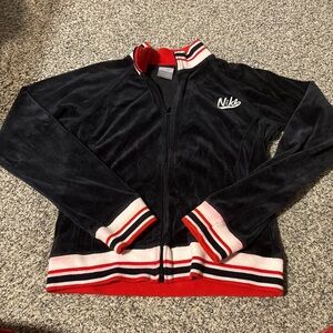 Vintage Y2K Black Nike Velour Zip Up Sweater